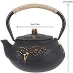 Cast Iron Teapot, 30.4oz Tea Kettle Japanese Tetsubin Tea Pot with Stainless Steel Infuser for Loose Leaf Cast Iron Tea Pot for Stovetop Pine Plum Blossom Pattern - Image 3