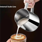 Milk Frother Cup Stainless Steel Stainless Steel Scale Milk Frothing Cup 350/900ml Pitcher Coffee Latte Art Jug for Barista Home Making(900ML silver) - Image 3