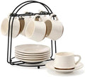 Stackable Cappuccino Cup Set of 6 [4oz]Activated-Glazed Ceramic Coffee Cup by SIDUCAL