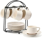 Stackable Cappuccino Cup Set of 6 [4oz]Activated-Glazed Ceramic Coffee Cup by SIDUCAL