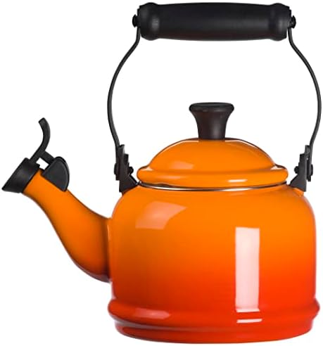 Le Creuset Enamel On Steel Demi Tea Kettle, 1.25 qt., Flame/Black Knob by Unknown