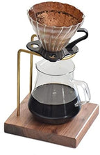 Pour Over Coffee Stand Coffee Drip Maker Stand Holder Dripper Stand Coffee Rack Brass Structure with Wooden Base for Quiet Suitable - Image 4