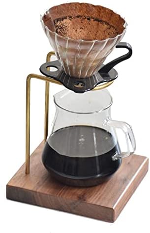Pour Over Coffee Stand Coffee Drip Maker Stand Holder Dripper Stand Coffee Rack Brass Structure with Wooden Base for Quiet Suitable - Image 4