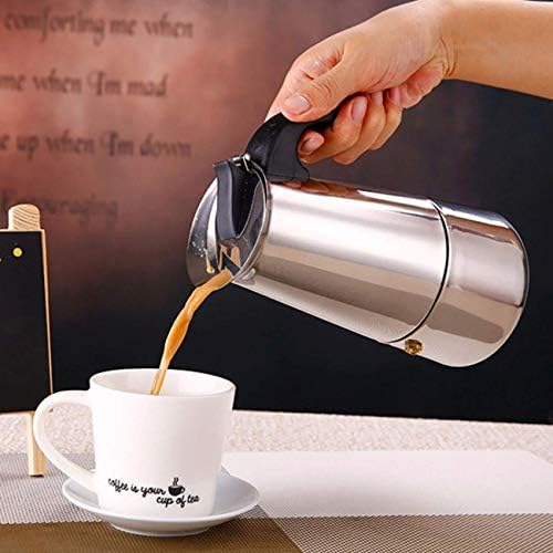 Stainless Steel Espresso Maker Stovetop Coffee Percolator Italian Coffee Maker Moka Pot (4 Cup - 200 ml, Silver) - Image 2