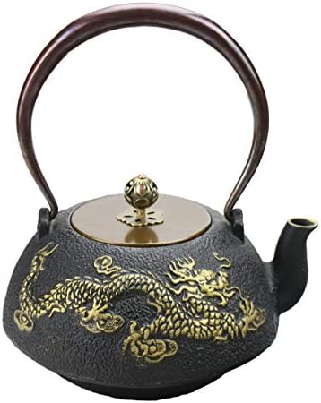 tetsubin Cast iron Tea Kettle workshop Healthy japanese Tea pot with Stainless Steel Infuser (34 oz) by Unknown