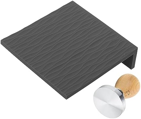 Coffee Tamper Set with Beech Handle and Embossed Tamping Mat for Home Cafe Use, 58mm Size, Silicone and Stainless Steel, Includes 1 Tamping Mat and 1 Tamper (Black) - Image 3