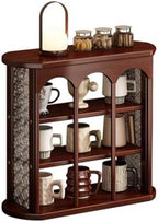 Wooden Mug Holder Countertop, Freestanding Grid Vintage Coffee Cup Display Stand, Rustic Coffee Mug Holder Organizer for Kitchen, Coffee Station,Brown,9 Grid by Unknown