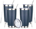 20oz Tumbler with Straw and Brush, Stainless Steel Vacuum Insulated tumbler, Double Wall Insulated Coffee Tumbler for Outdoor, Home, Travel,Office (Navy Blue,4pcs) by ATIKZHE