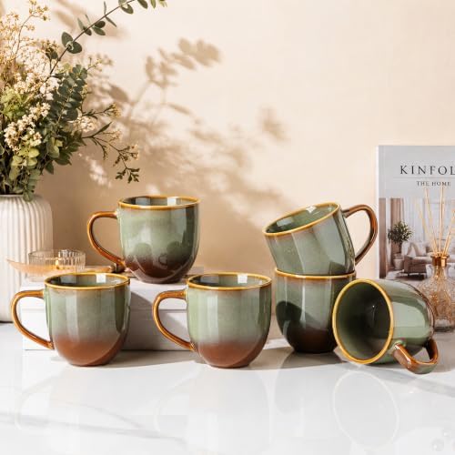 theterra Ceramic Coffee Mugs Set of 6, 12 oz Coffee Cups with Handle by TheTerra