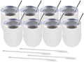 Amtidy 8 Pack Powder Coated Stainless Steel Tumbler with Lid,Equipped with straw and straw brush，12 oz Double Wall Vacuum Insulated Travel Tumbler Cup for Coffee, Wine, Cocktails by Unknown