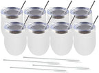 Amtidy 8 Pack Powder Coated Stainless Steel Tumbler with Lid,Equipped with straw and straw brush，12 oz Double Wall Vacuum Insulated Travel Tumbler Cup for Coffee, Wine, Cocktails by Unknown