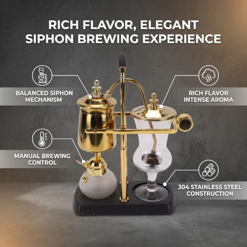 Belgian Coffee Maker, Manual Siphon Coffee Brewer 304 Stainless Steel Vacuum Brewing System for Rich Flavor at Home - Image 4