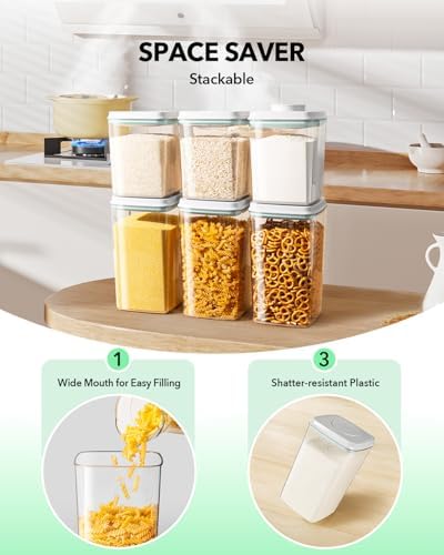 Ankou Food Storage Container Sets, 2.8 Qt *2+ 4.2 Qt *4 Airtight Canisters with Lids and 130ml Scoop, BPA-Free Plastic Pantry Containers for Flour, Sugar, Rice - Image 4