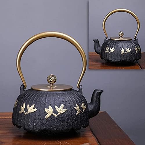 LJYT Teapot Teapots Cast Iron Handmade Teapot Loose Leaf Teapot Filter Heat Tea Kettle Single Home kettle Uncoated vintage cast iron kettle (Color : Rock muscle bamboo leaves) by Unknown