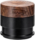 IKAPE 58MM Espresso Tamper, New Wooden Handle Design，Premium Barista Coffee Calibrated Tamper with Spring Loaded, 100% Stainless Steel Tamper Compatible with All 58MM Bottomless Portafilter by IKAPE