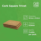 Go4Cork Cork Square Tray, Square Trivets and Square Coaster Set - Image 3