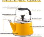 Tea Kettle Stovetop, 1.1 Quart Whistling Teapot Small Cute Stainless Steel Tea Pot with Ergonomic Folding Handle Suitable for All Heat Sources(Yellow,1L) - Image 6
