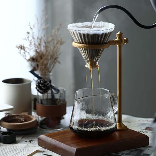 FABULETTA Adjustable For Pour Over Stand Coffee Station with Wooden Base – Filter Cup Holder for Dripper & Brewing Setup, Portable For Barista Accessory for Home or(goldA) - Image 4