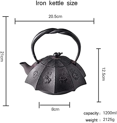 BERTY·PUYI Tea Kettle, Cast Iron Teapot, Tea Kettle with Removable Stainless Steel Infuser Internal Enamel Iron Teapots, Stovetop Tea Kettle for Kitchen Teahouses - Image 4