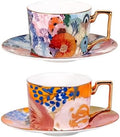 KAMMAK Tea Cups and Saucers Set of 2, Fine Bone China Coffee Cups, 569N by KAMMAK