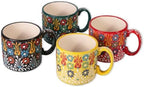 Handmade Espresso Cups, 12 oz Colorful Cups for Coffee Lovers, Coffee Cup Set of 4, Microwave & Dishwasher Safe Mug, Ceramic Coffee Cup with Holder by EVANILIFE