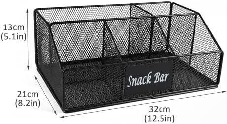 Metal Wire Snack Display Baskets,5-Compartment Snacks Storage Bin for Countertop,Office,Party,Bedroom,Kitchen,Pantry Shelf,Snacks Cabinet Dispenser Caddy for Chips,Packets - Image 7