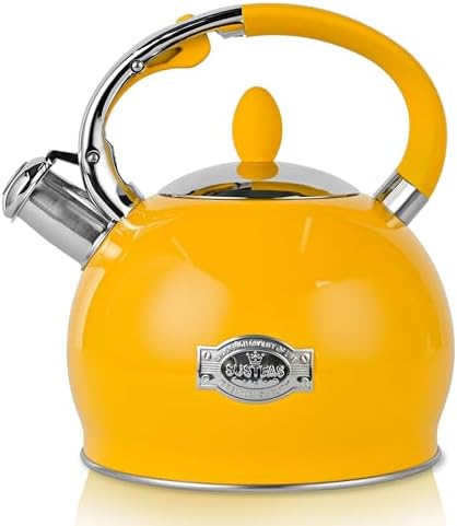 SUSTEAS Whistling Tea Kettle, 2.7QT Food-Grade Steel Teapot, YELLOW by SUSTEAS