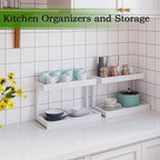 MARTY Counter Shelf Organizer, 2 Tier Spice Rack for Countertop, White - Image 4