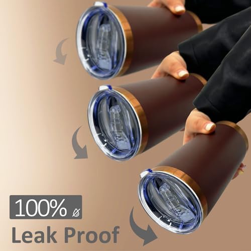 20 oz Tumbler Bulk Stainless Steel Tumblers with Lids and Straws Brown - Image 5