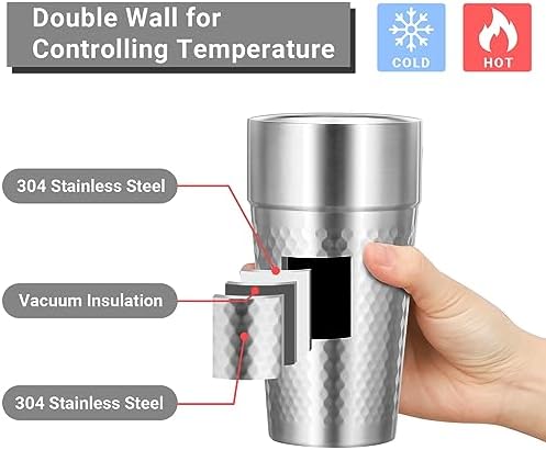 Stainless Cups, 19 oz Double Wall Insulated Tumbler, 4 Pack Unbreakable Stackable Water Tumblers Insulated Metal Cup Premium Drinking Glasses for Travel Camping Home Outdoor Office - Image 3