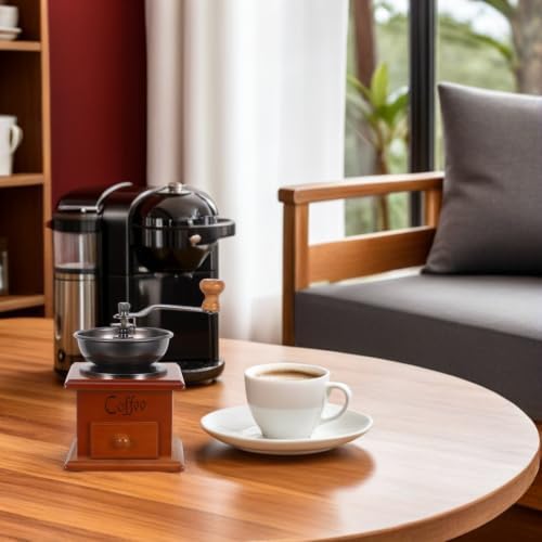 Manual Coffee Grinder Wooden Hand Crank Burr Mill for Coffee Beans - Image 5