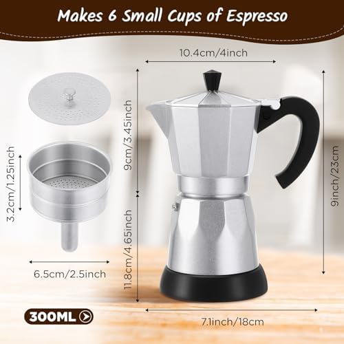 6 Cup Electric Espresso Coffee Maker 300ml Aluminum,Silver - Image 3