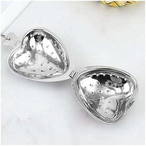 Heart Shaped Tea Infuser, Stainless Steel Loose Leaf Tea Strainer with Chain, Fine Mesh Filter for Herbal & Fruit Tea, 6.1 Inch(Silver) - Image 3