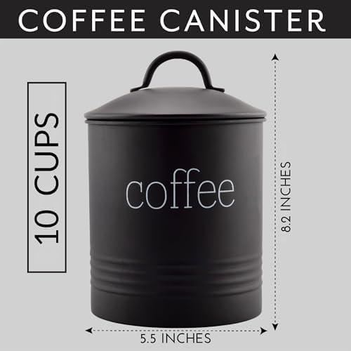 AuldHome Design Enamelware Black Coffee Canister; Modern Farmhouse Style Coffee Storage for Kitchen - Image 6
