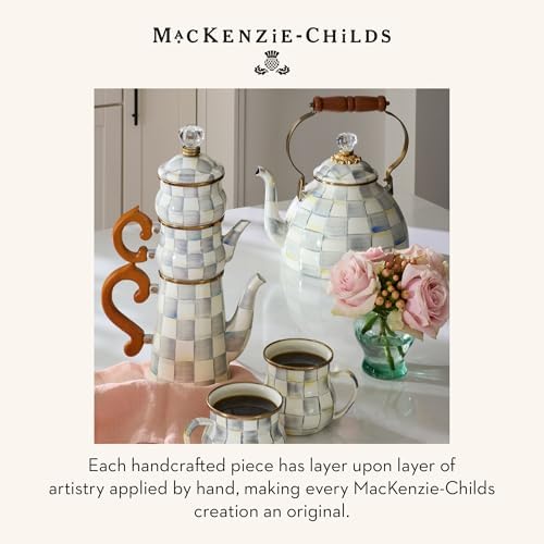 MACKENZIE-CHILDS Tea Kettle, 3 Quarts, Gray-and-White Sterling Check - Image 6