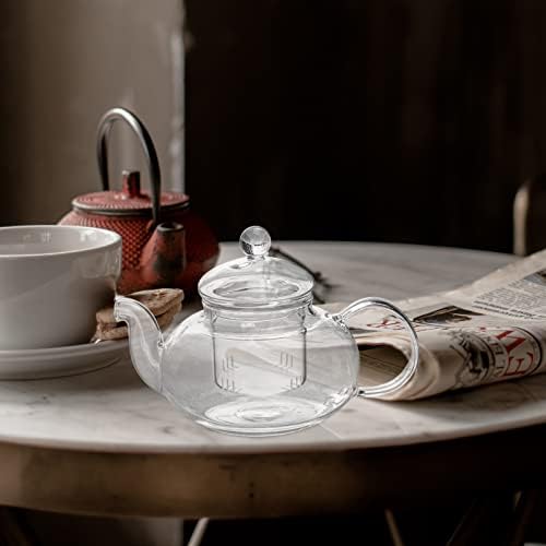 Hemoton Glass Tea Infuser with Fine Mesh Filter and Lid Transparent Loose Leaf Tea Strainer Steeper for Home and Office Brewing 3.93X5.90X2.95 Inch Set of 2 - Image 2