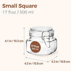 ComSaf Square Small 17 oz Glass Jars with Airtight Lids 6 Pack Wide Mouth - Image 2