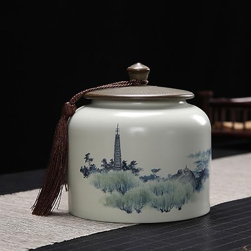 Tea Tin Food Storage Canister Loose Leaf Tea Packaging Box Empty Ceramic Sealed Canisters White Tea Black Tea Green Tea Longjing Tea Canisters - Image 5