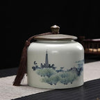 Tea Tin Food Storage Canister Loose Leaf Tea Packaging Box Empty Ceramic Sealed Canisters White Tea Black Tea Green Tea Longjing Tea Canisters - Image 5