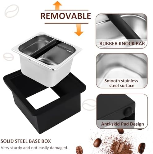 Coffee Knock Box, Stainless Steel Espresso Knock Box for Coffee Grounds - Image 3