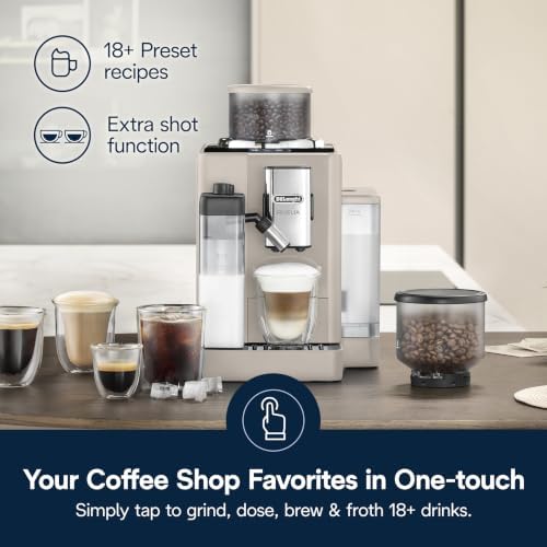 De'Longhi Rivelia Automatic Espresso Machine, Grinder, Milk Frother, Beige - Image 2