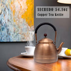 54.1oz Copper Tea Kettle for Stovetop Safe, Chinese Style Non-Coating Real Pure Copper Teapot with Tea Ball for Loose Tea, Handmade Solid Tea Pot(1600ml) - Image 2