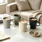 Coffee Mugs Set of 4, 16oz Large Striped Stoneware Coffee Cups with Handle - Image 5