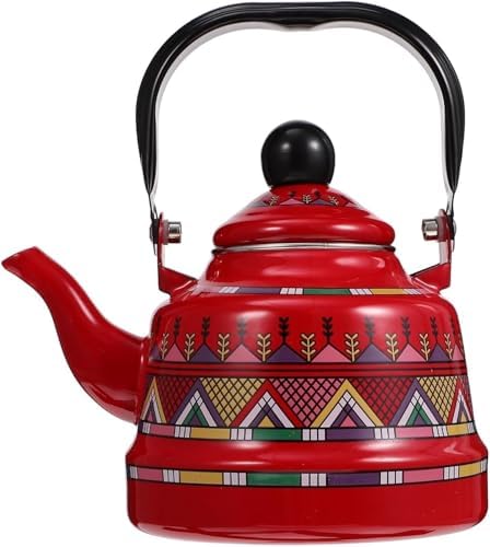 Enamel on Steel Whistling Tea Kettle, Kitchen Stovetop Teakettle for Brewing Tea and Coffee, VintageTea Pot for Living Room Decorations Domestic (Reda 2.5l) by Unknown