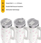 RTIC 40oz Road Trip Tumbler, Insulated, Ceramic Lined, Pink Magnolias - Image 2