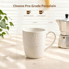 Porcelain Mug Set of 6, 12 oz White Coffee Cups - Image 2