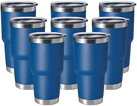 HASLE OUTFITTERS 30oz Stainless Steel Tumbler, Double Wall Vacuum Insulated Travel Mug Tumbler, Durable Insulated Coffee Mug, Gift Box Set (Dark Blue, 8) by HASLEOUTFITTERS