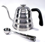 Pour Over Coffee Kettle with Thermometer 1.2L - Gooseneck Hand Grip - Premium Stainless Steel - Bonus Coffee Scoop - Image 6