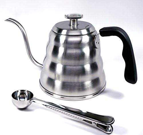Pour Over Coffee Kettle with Thermometer 1.2L - Gooseneck Hand Grip - Premium Stainless Steel - Bonus Coffee Scoop - Image 6