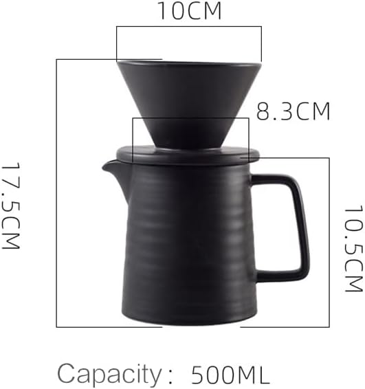 Coffee Press Ceramic Dripper 1-2 Cups Drip Filter Pot Pour Over Coffee Maker with Separate Stand for Filte 500ml Pots (500ml Black Pot) - Image 7